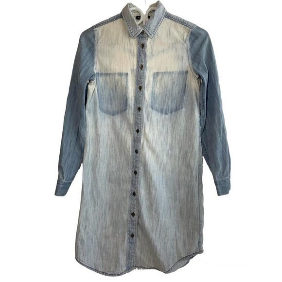 CLUB Monaco Long Sleeve Denim Shirt Dress Size 00 - Picture 1 of 6